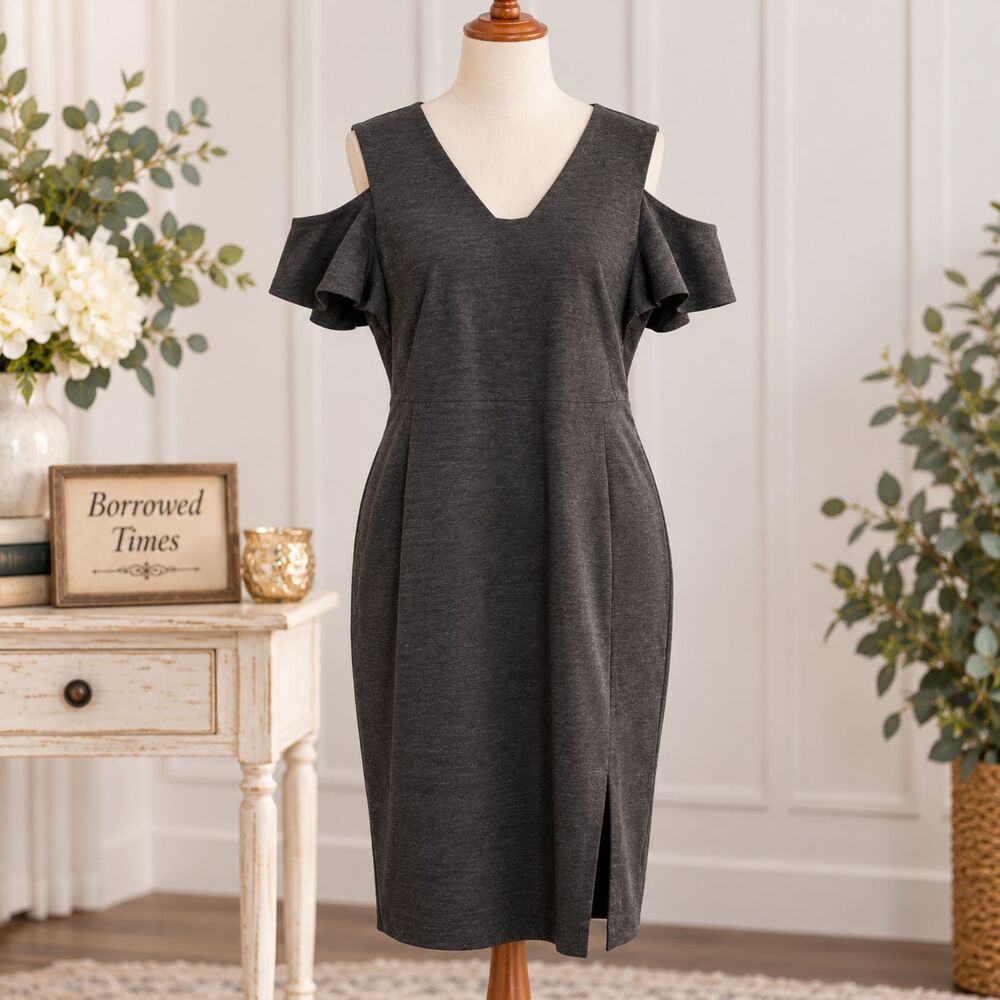 Express NWT Cold Shoulder Gray Knit Sheath Dress Size 14 $79.90 MSRP